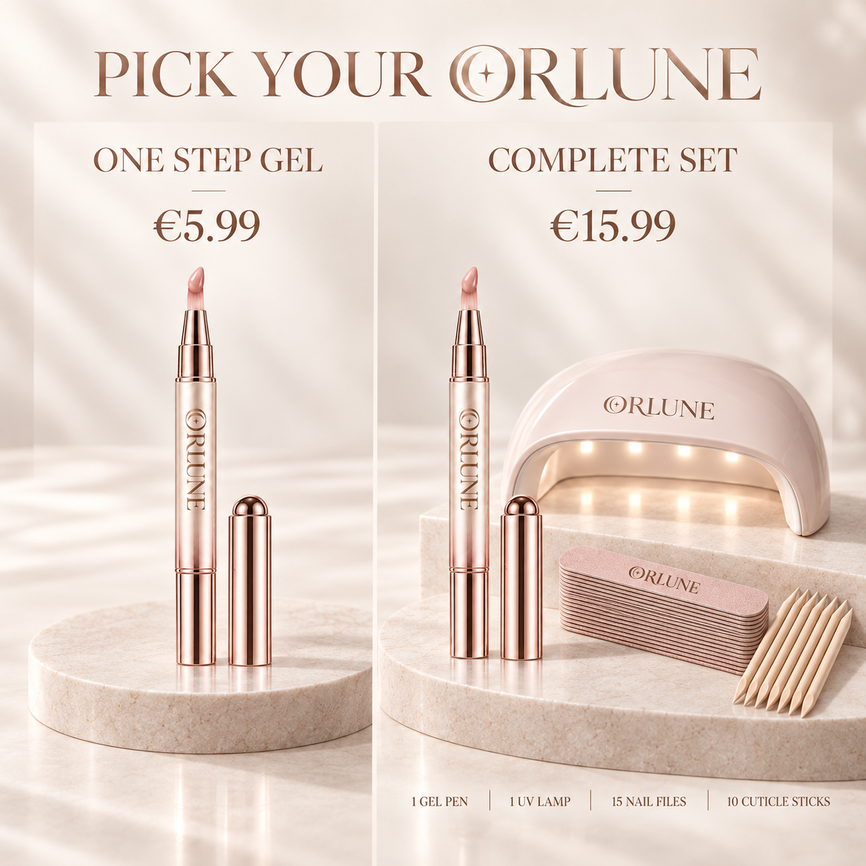 Stylo Gel One Step à 5,99 € aux côtés du Coffret Complet à 15,99 €